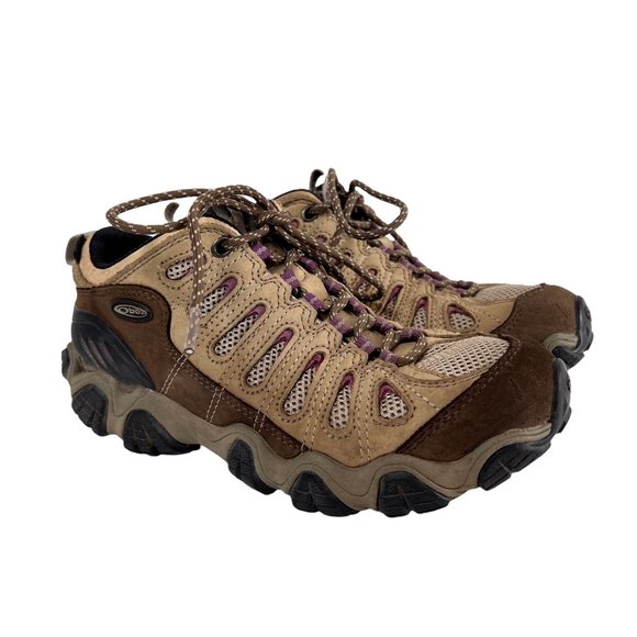 Oboz Shoes | Oboz Sawtooth Brown Pink Leather Lace Up Non-Slip Ankle Hiking Boots Womens Sz 7 | Color: Brown/Tan | Size: 7 | Pm-26668752's Closet